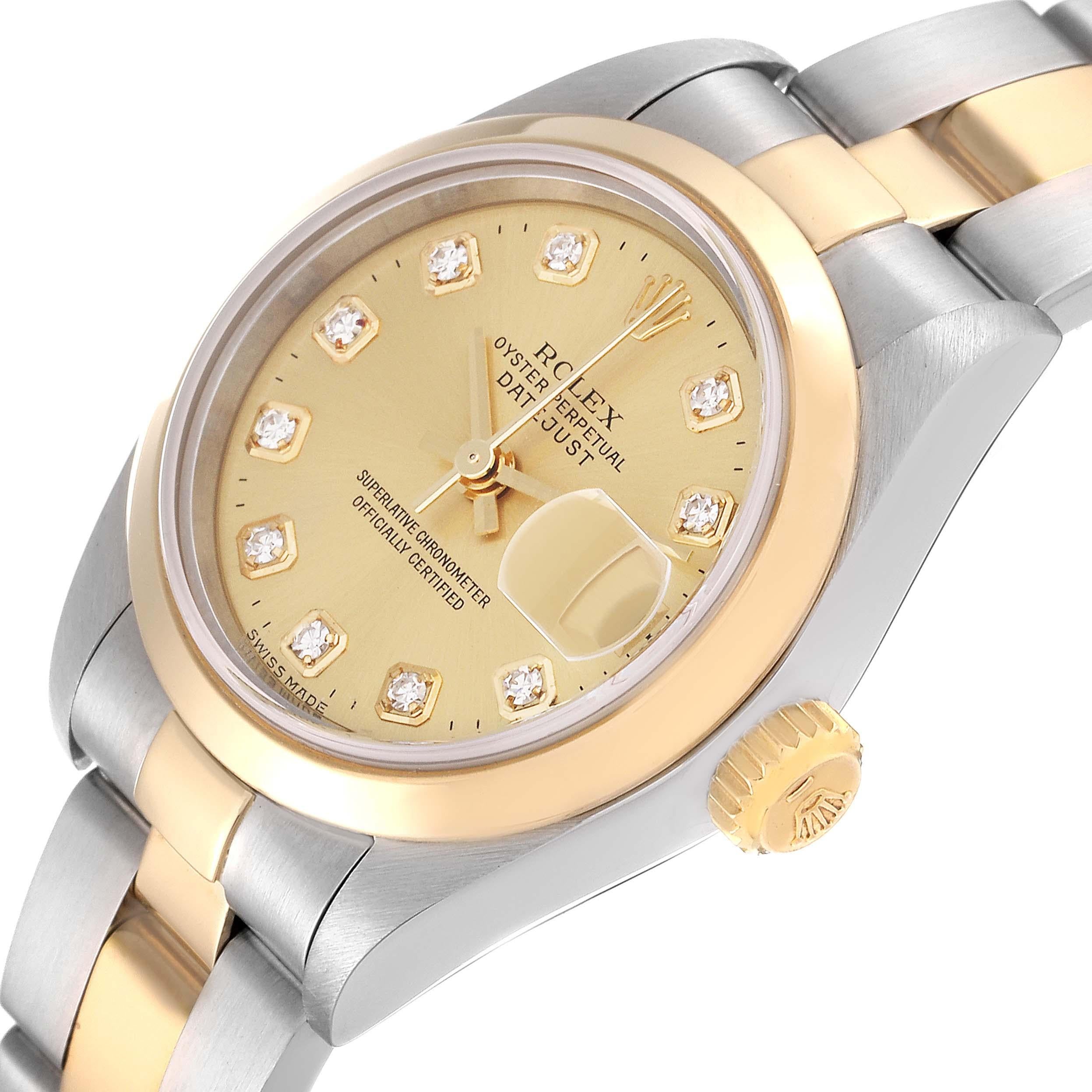 Rolex Datejust Steel Yellow Gold Diamond Dial Ladies Watch 79163 Papers 1