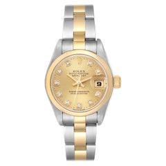 Rolex Datejust Steel Yellow Gold Diamond Dial Ladies Watch 79163 Papers