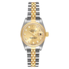 Rolex Datejust Steel Yellow Gold Diamond Dial Ladies Watch 79173 Box Papers