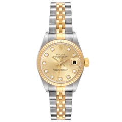 Rolex Datejust Steel Yellow Gold Diamond Dial Ladies Watch 79173 Box Papers