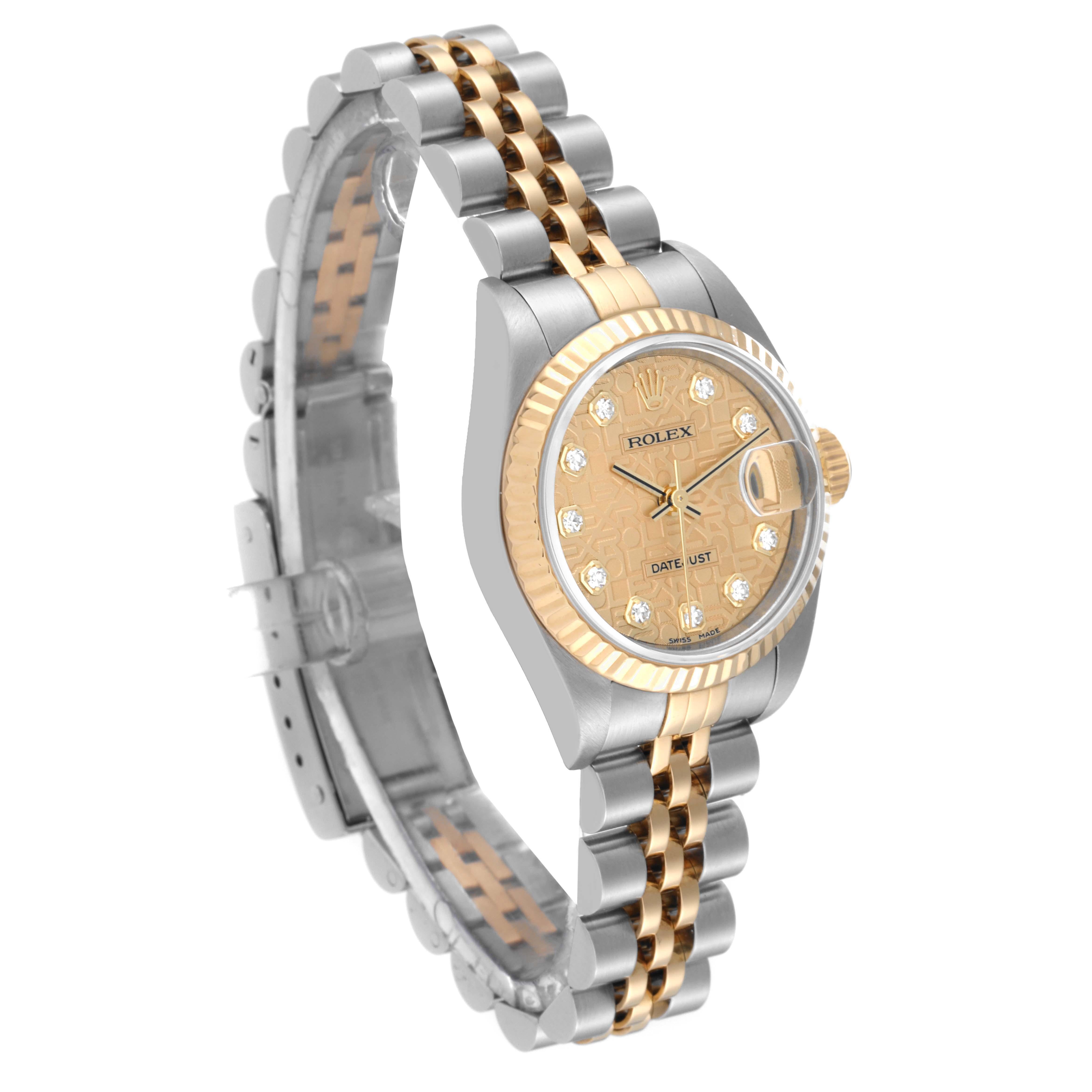 Rolex Datejust Steel Yellow Gold Diamond Dial Ladies Watch 79173 Box Papers In Excellent Condition In Atlanta, GA