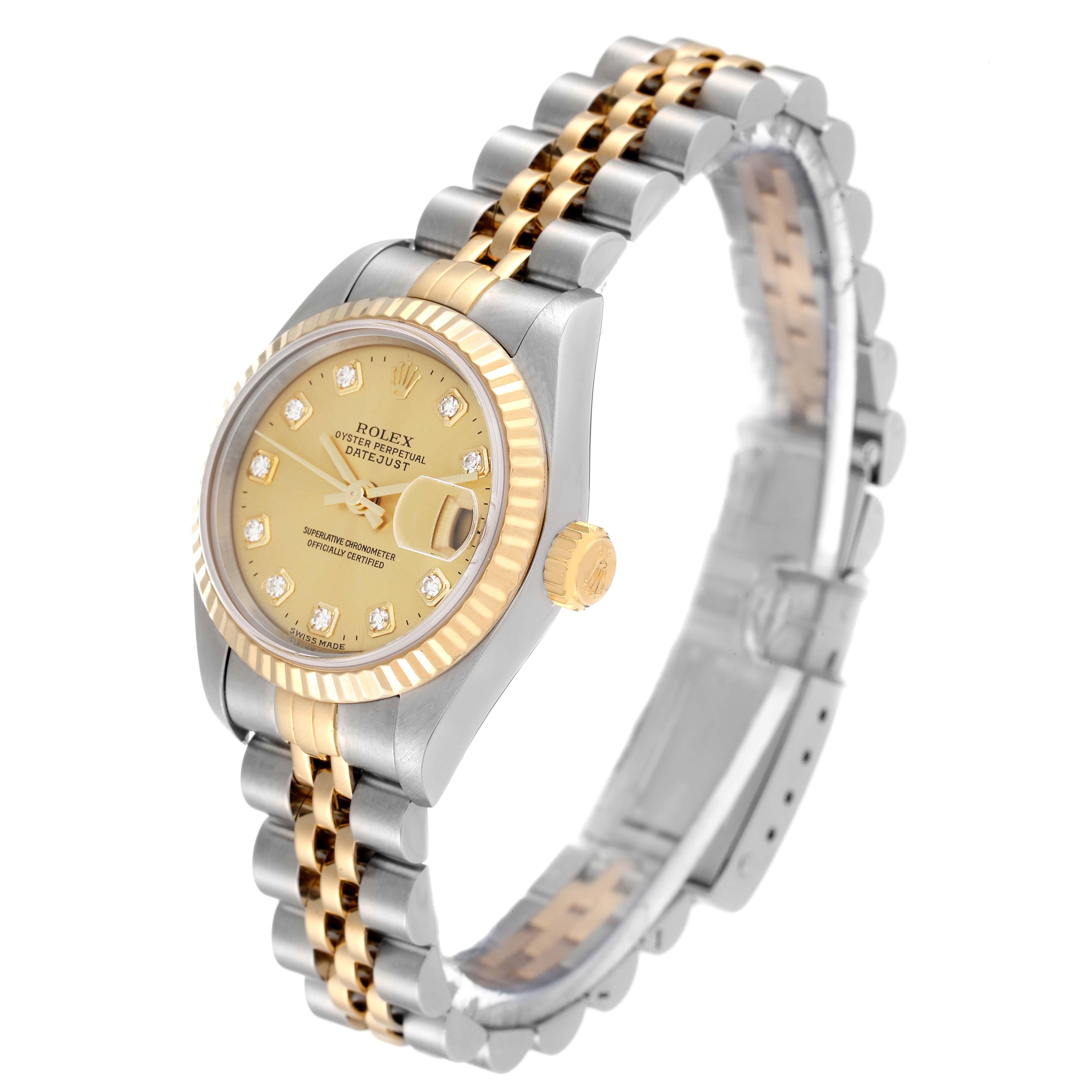 Women's Rolex Datejust Steel Yellow Gold Diamond Dial Ladies Watch 79173 Box Papers