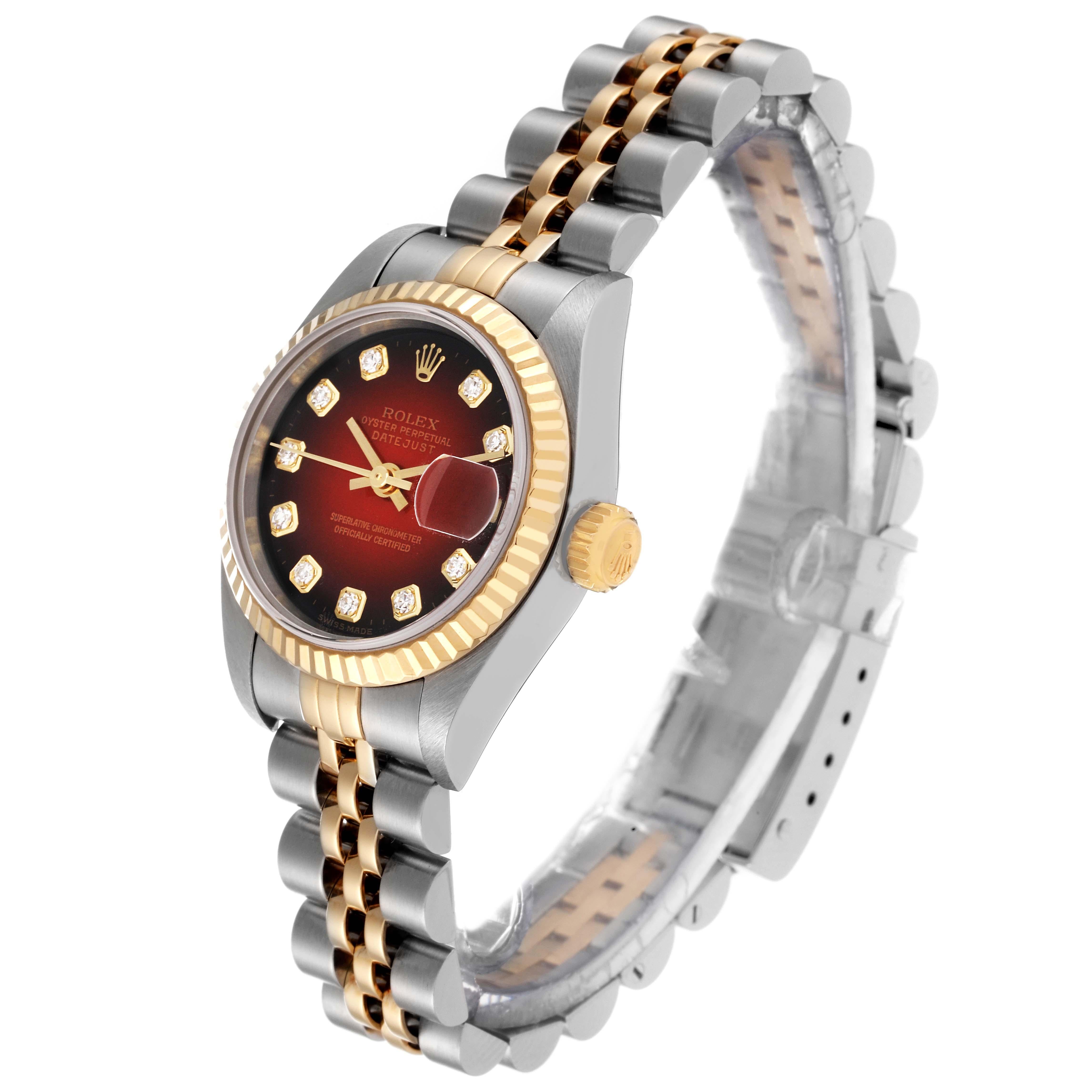 Rolex Datejust Acier Or Jaune Cadran Diamant Montre Femme 79173 Boîte Papiers Pour femmes en vente