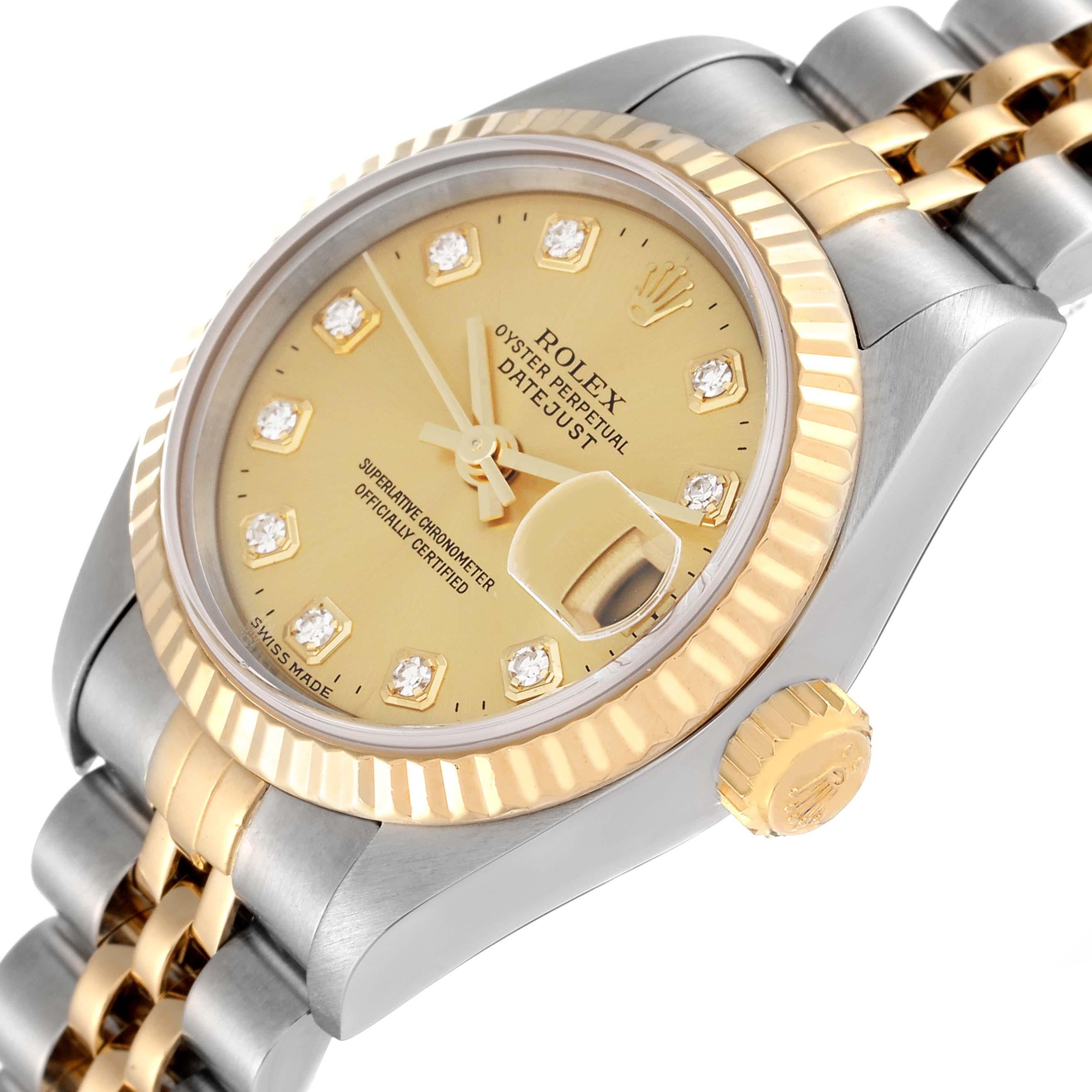 Rolex Datejust Steel Yellow Gold Diamond Dial Ladies Watch 79173 Box Papers 1