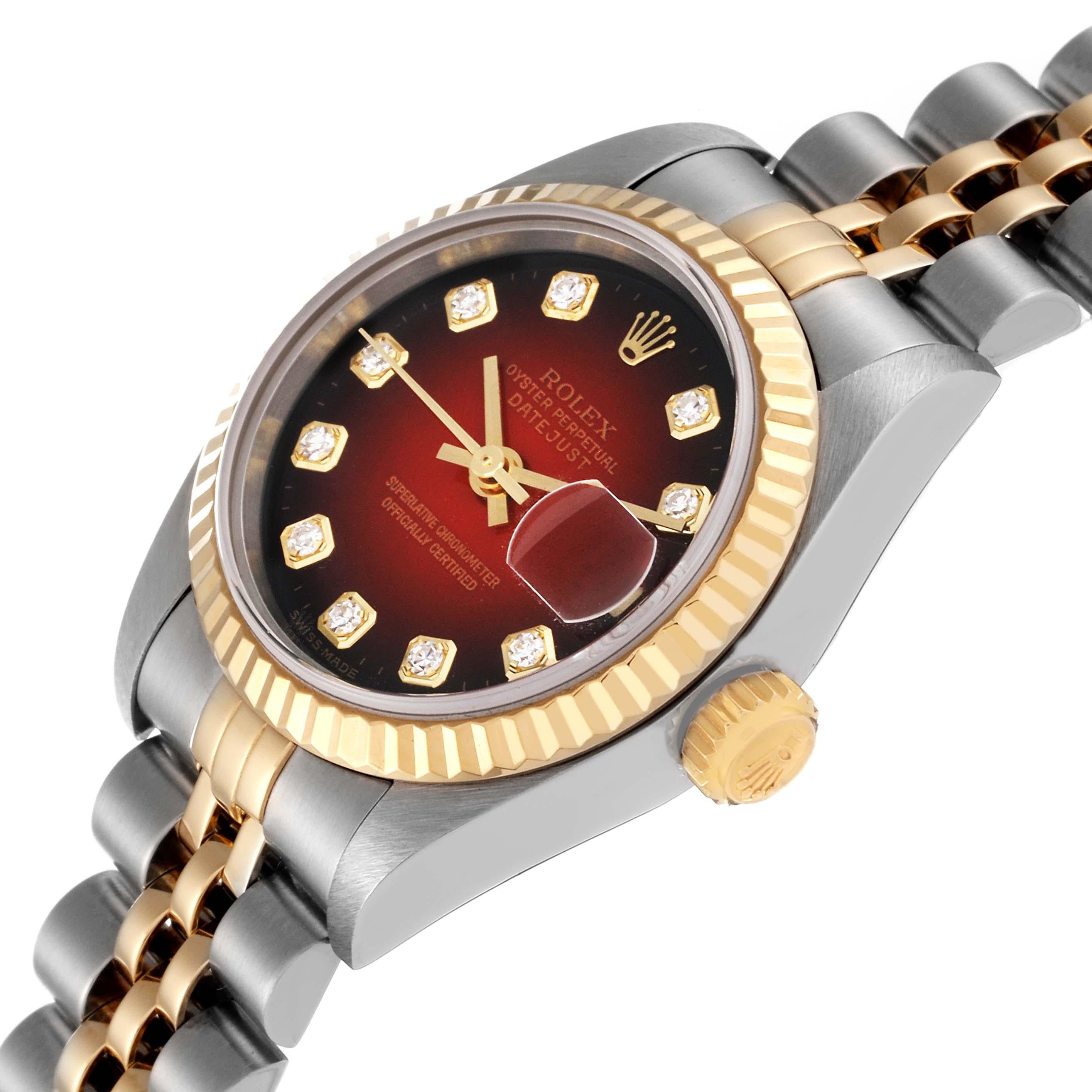 Rolex Datejust Steel Yellow Gold Diamond Dial Ladies Watch 79173 Box Papers For Sale 1