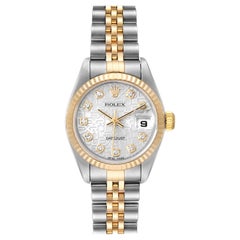 Rolex Datejust Steel Yellow Gold Diamond Dial Ladies Watch 79173 Box Papers