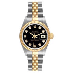 Rolex Datejust Stahl Gelbgold Diamant-Zifferblatt Damenuhr 79173 Box Papiere