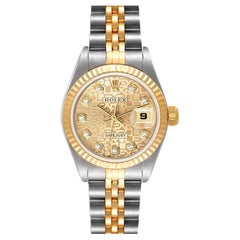 Rolex Datejust Steel Yellow Gold Diamond Dial Ladies Watch 79173 Box Papers