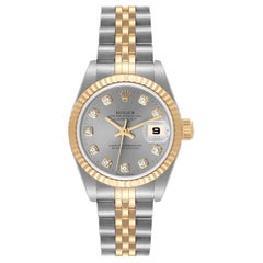 Rolex Datejust Steel Yellow Gold Diamond Dial Ladies Watch 79173 Box Papers