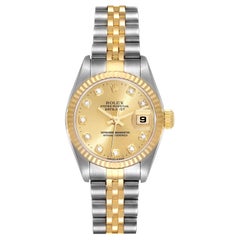 Rolex Datejust Steel Yellow Gold Diamond Dial Ladies Watch 79173 Box Papers