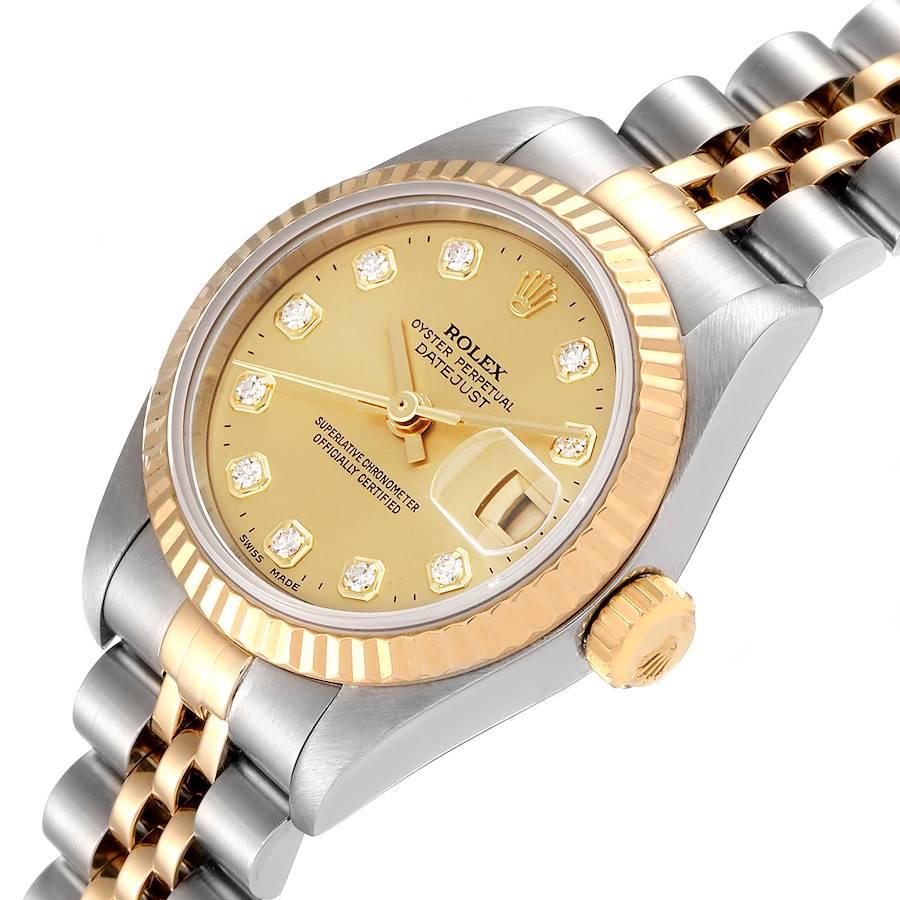Rolex Datejust Steel Yellow Gold Diamond Dial Ladies Watch 79173 For Sale 1