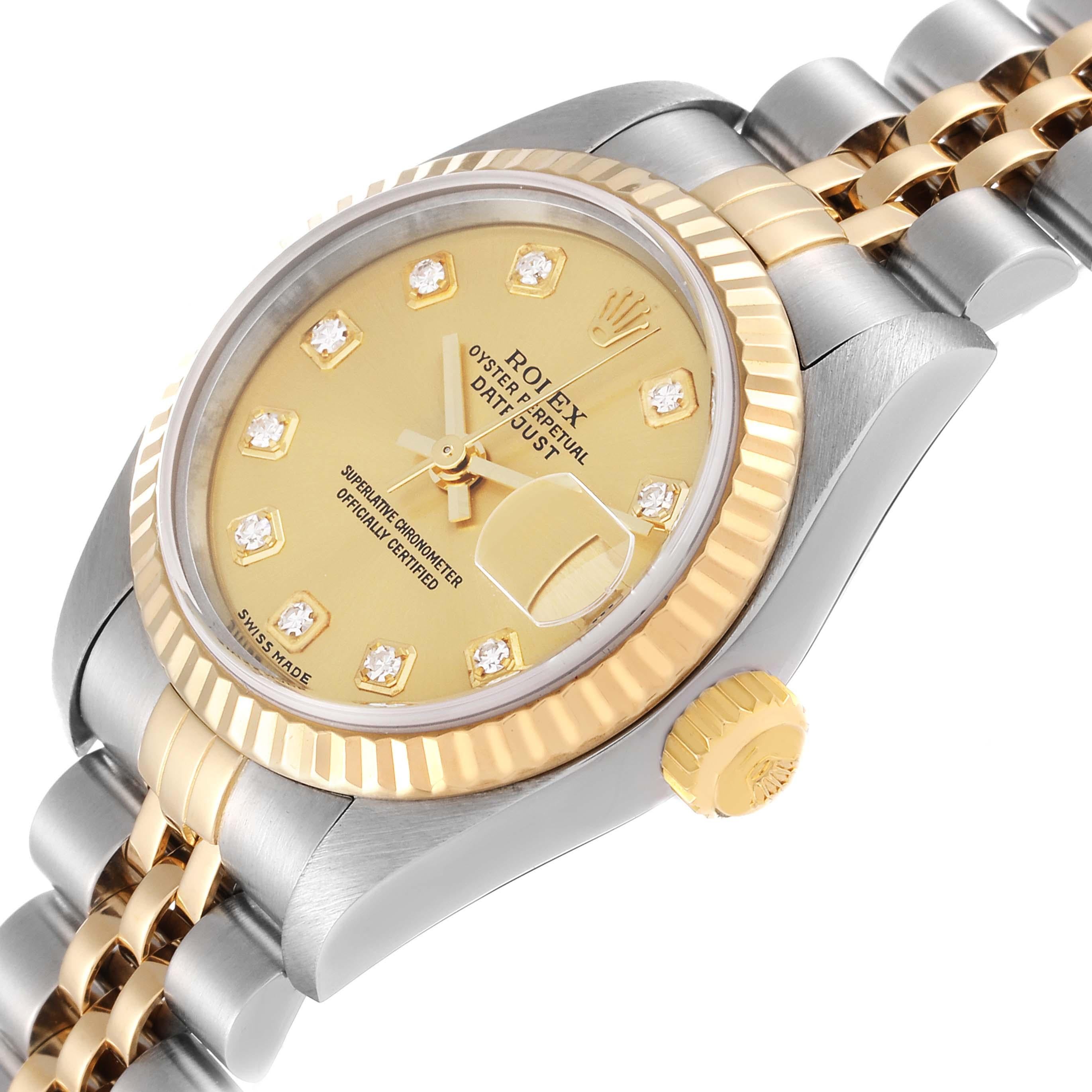Rolex Datejust Steel Yellow Gold Diamond Dial Ladies Watch 79173 1