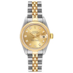 Vintage Rolex Datejust Steel Yellow Gold Diamond Dial Ladies Watch 79173
