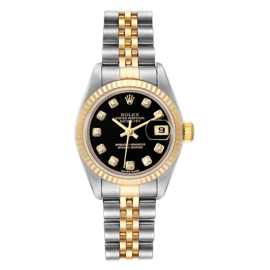 Rolex Datejust Steel Yellow Gold Diamond Dial Ladies Watch 79173 For Sale
