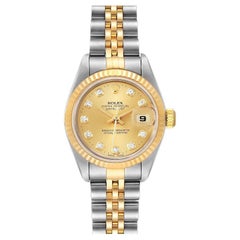 Rolex Datejust Steel Yellow Gold Diamond Dial Ladies Watch 79173