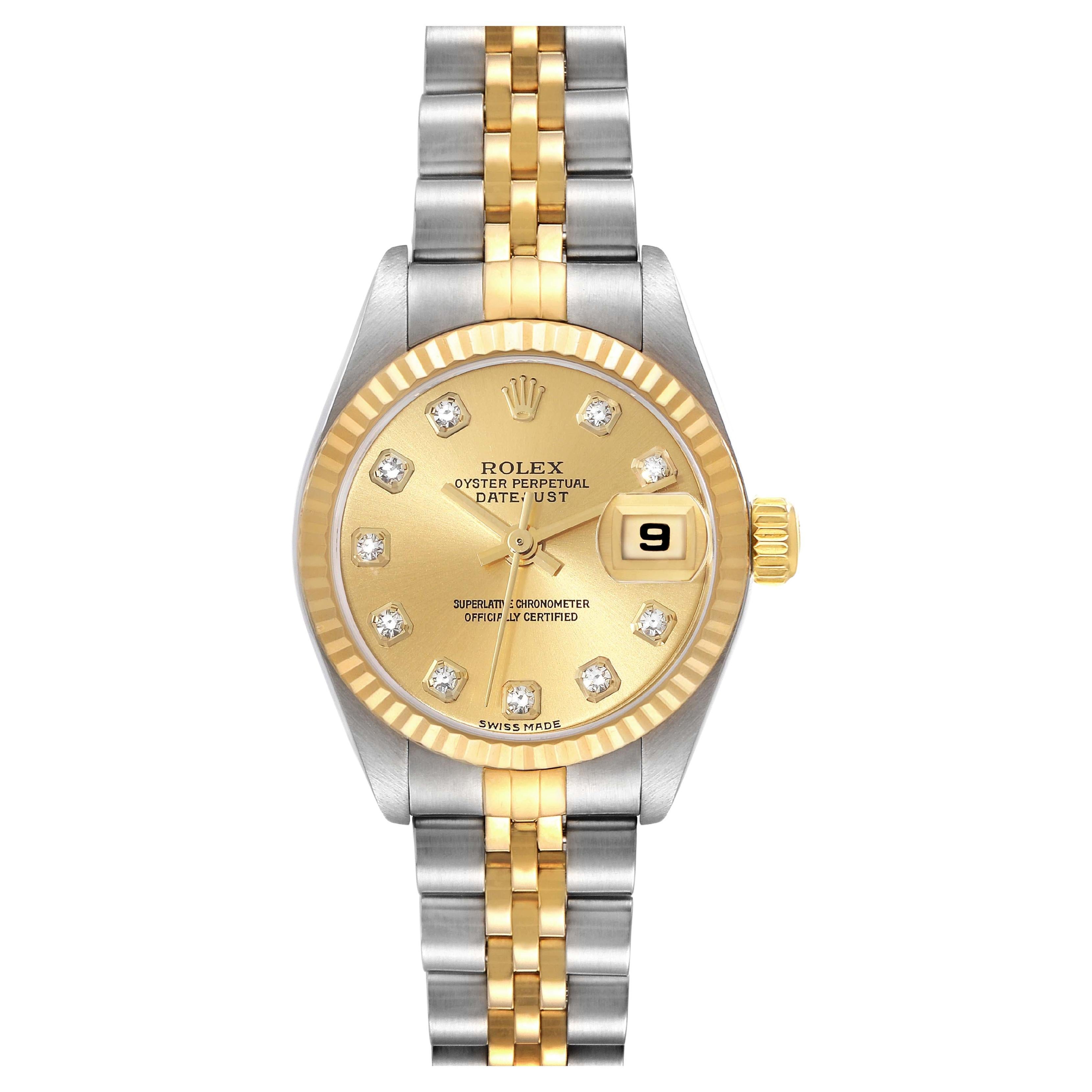 Rolex Datejust Steel Yellow Gold Diamond Dial Ladies Watch 79173 For ...