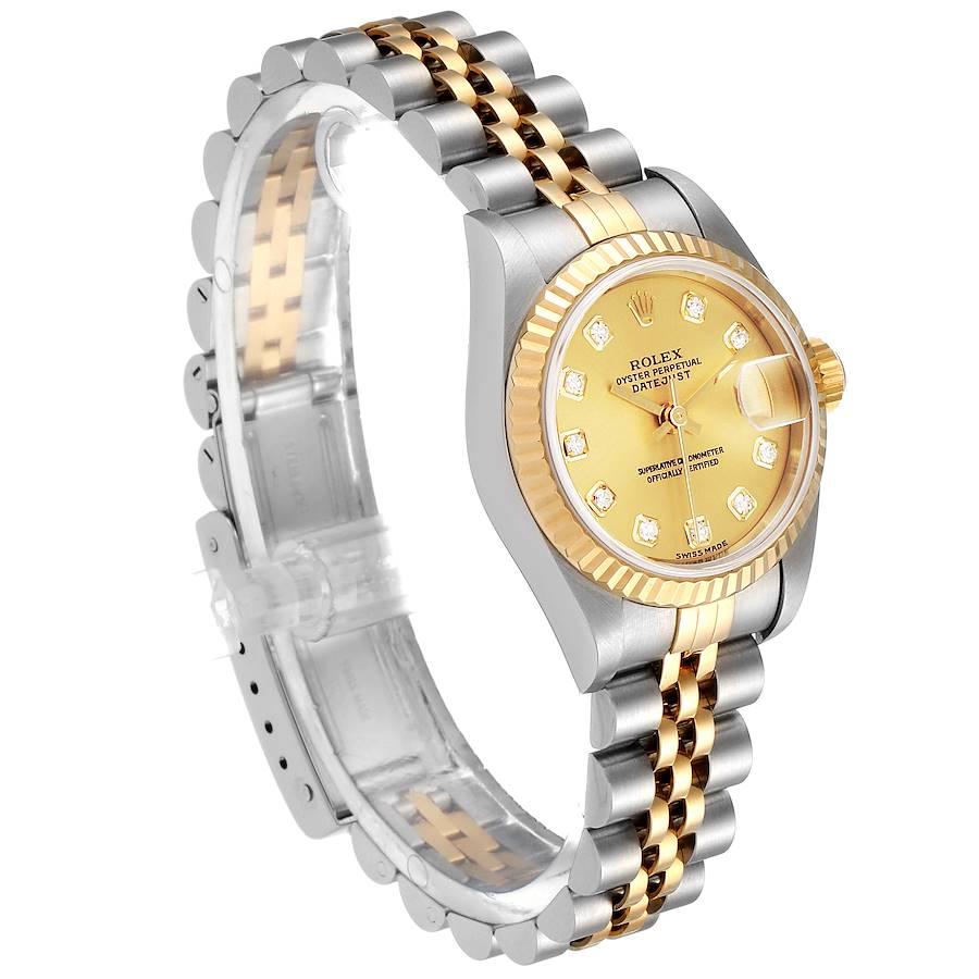 Rolex Datejust Steel Yellow Gold Diamond Dial Ladies Watch 79173 Papers In Excellent Condition In Atlanta, GA