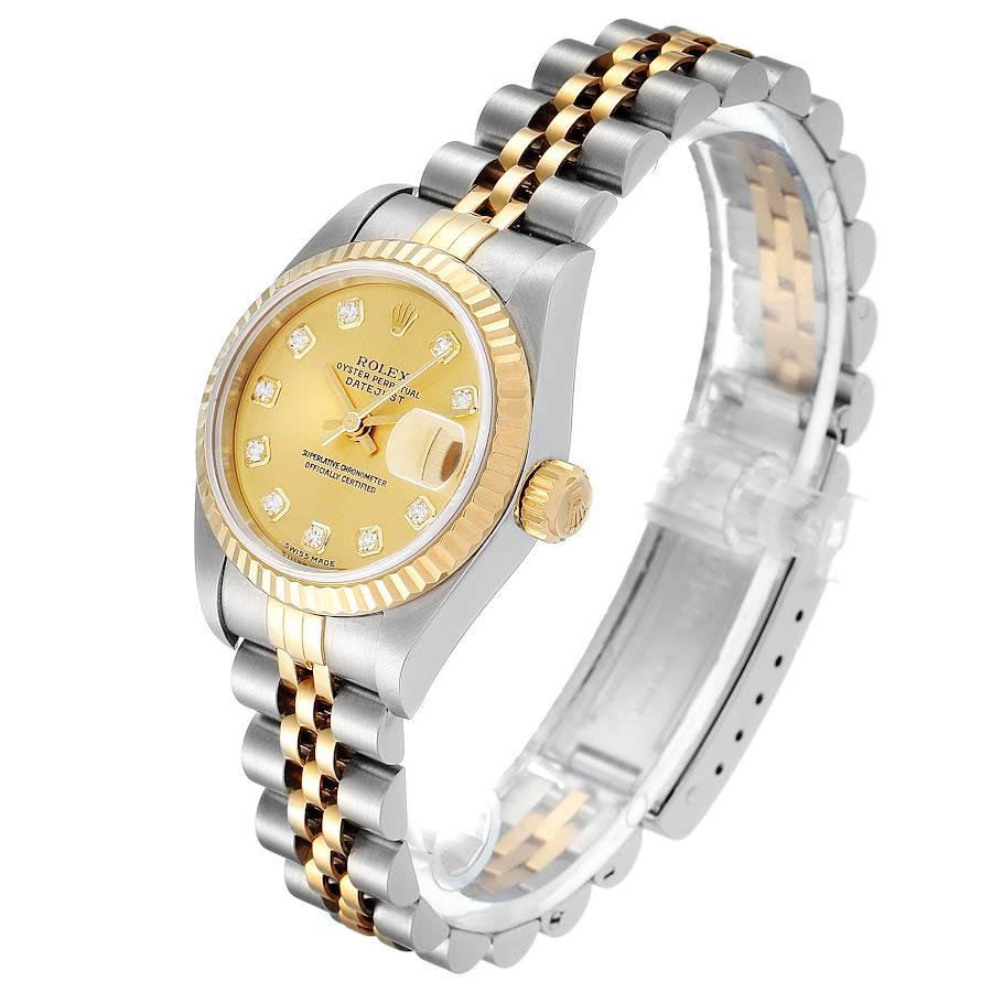 Women's Rolex Datejust Steel Yellow Gold Diamond Dial Ladies Watch 79173 Papers