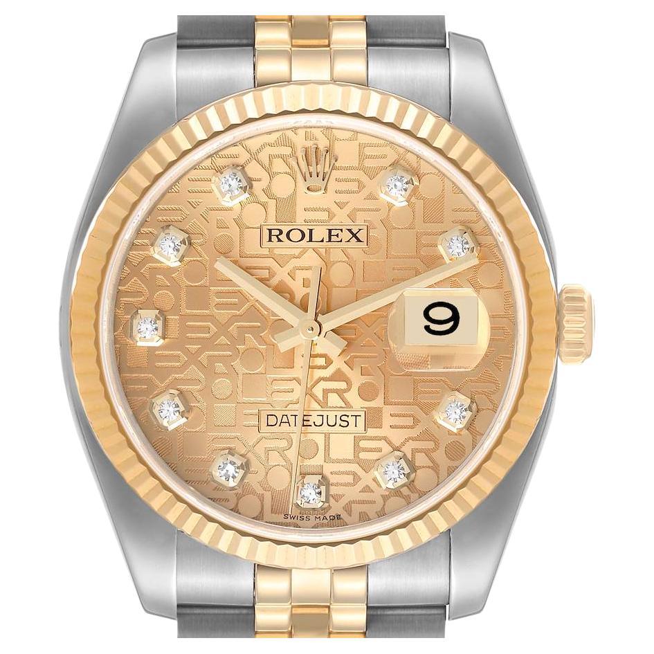 Rolex Datejust 36 Steel Yellow Gold Diamond Men's Watch 116233 Box For ...