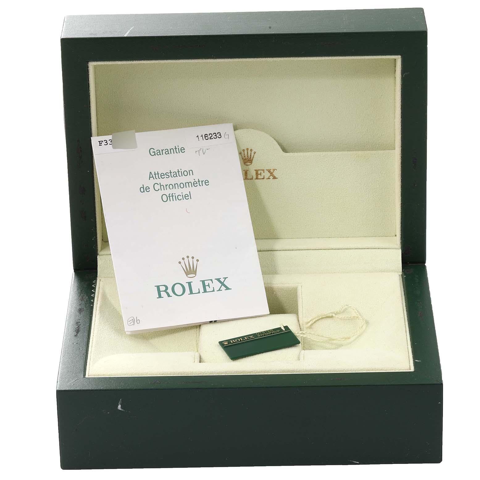 Rolex Datejust Stahl Gelbgold Diamant Zifferblatt Herrenuhr 116233 Box Papiere im Angebot 7