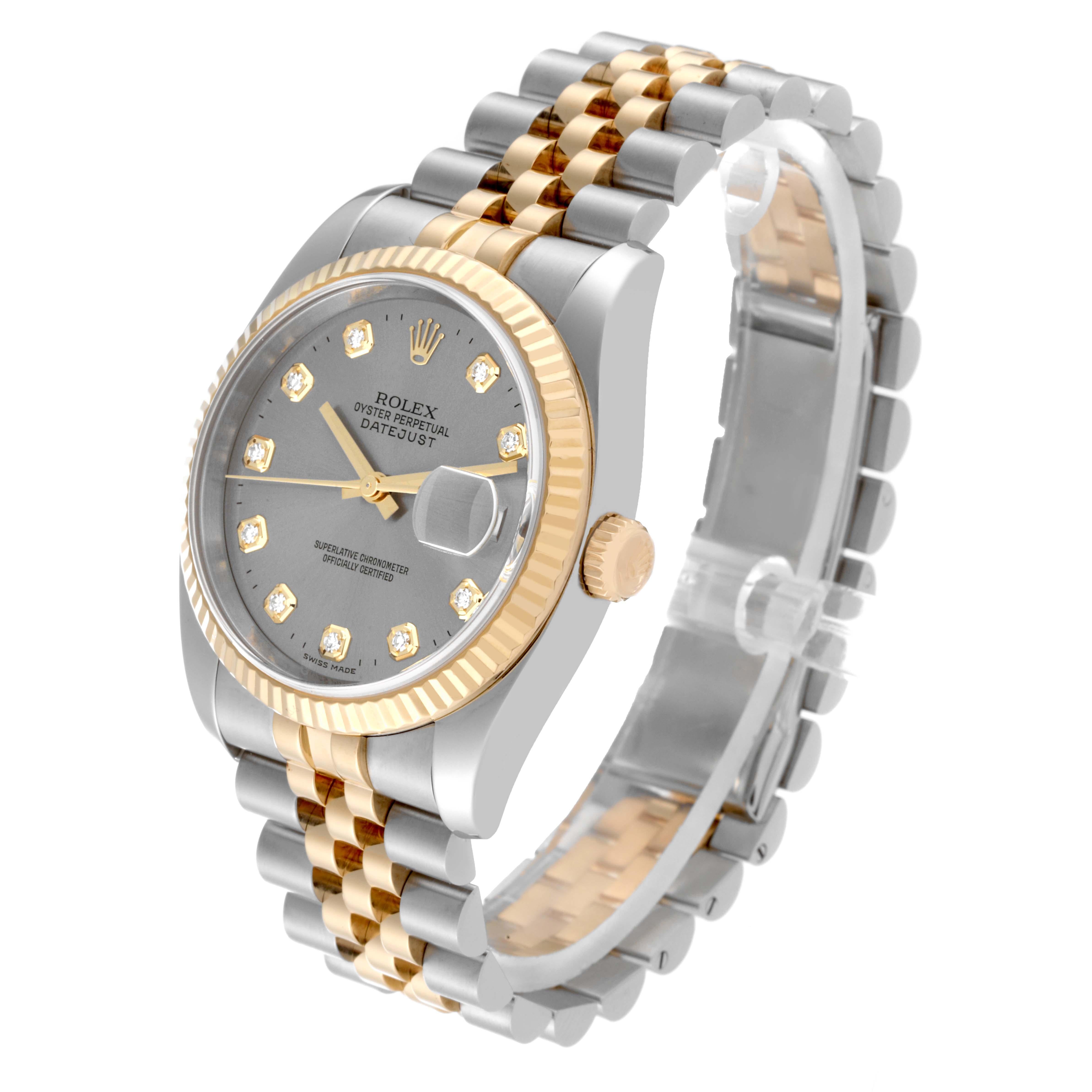 Rolex Datejust Steel Yellow Gold Diamond Dial Mens Watch 116233 Box Papers For Sale 8