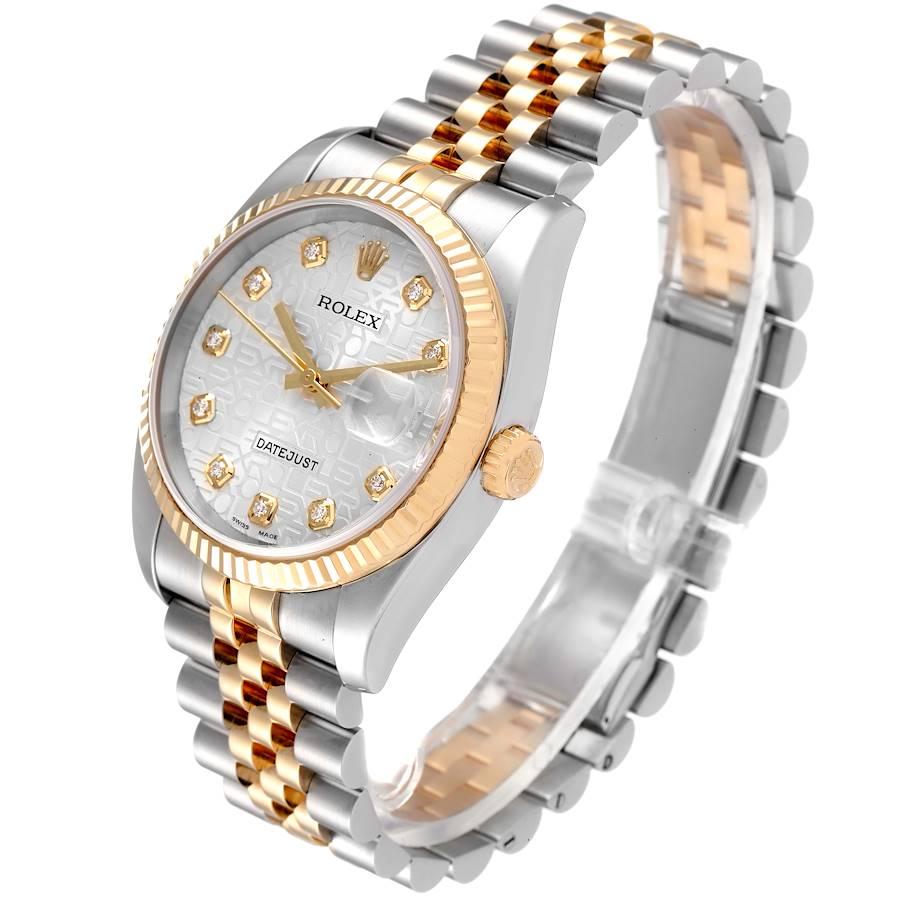 Rolex Datejust Steel Yellow Gold Diamond Dial Mens Watch 116233 Box Papers In Excellent Condition For Sale In Atlanta, GA