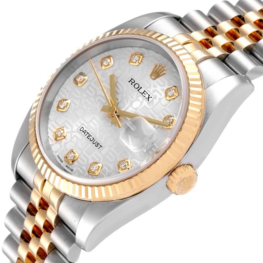 Men's Rolex Datejust Steel Yellow Gold Diamond Dial Mens Watch 116233 Box Papers For Sale