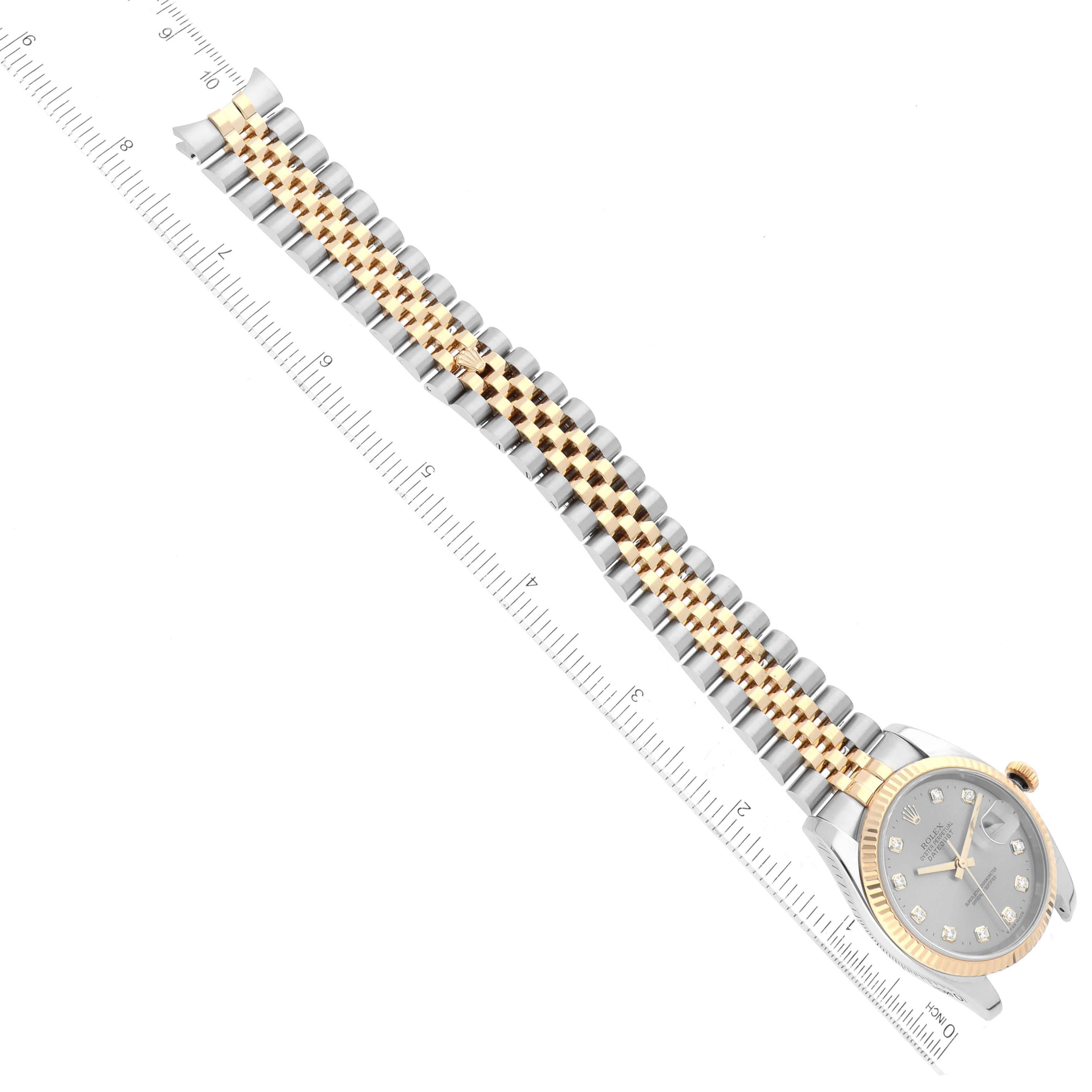Rolex Datejust Steel Yellow Gold Diamond Dial Mens Watch 116233 Box Papers For Sale 3