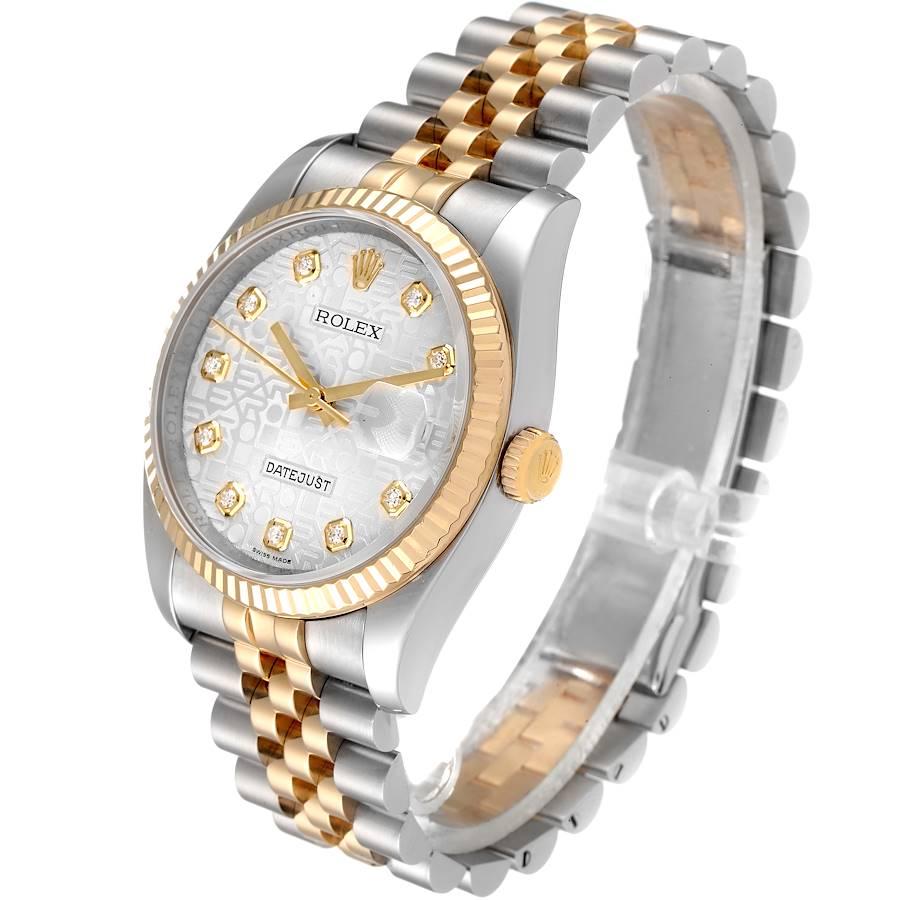 Rolex Datejust Steel Yellow Gold Diamond Dial Mens Watch 116233 In Excellent Condition For Sale In Atlanta, GA