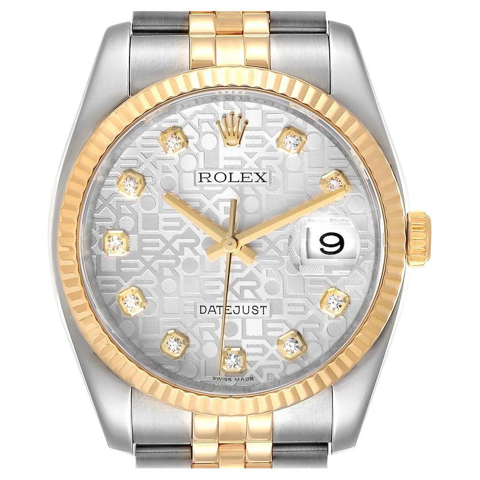 Rolex Datejust Steel Yellow Gold Diamond Dial Mens Watch 116233 For Sale