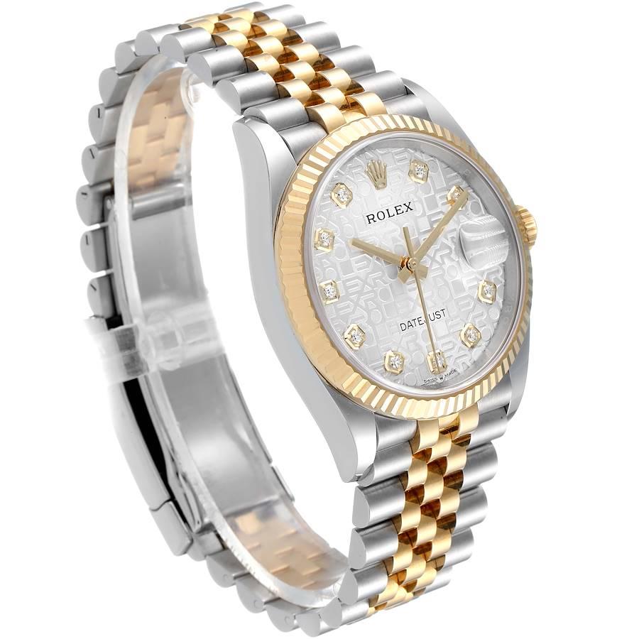 Rolex Datejust Steel Yellow Gold Diamond Dial Mens Watch 126233 Box Card In Excellent Condition For Sale In Atlanta, GA