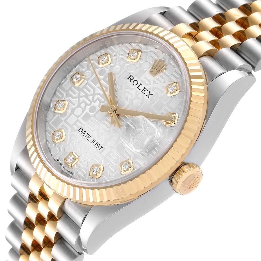 Rolex Datejust Steel Yellow Gold Diamond Dial Mens Watch 126233 Box Card For Sale 1