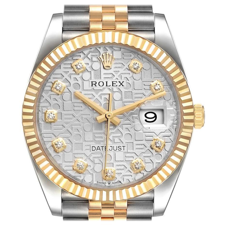 Rolex Datejust Steel Yellow Gold Diamond Dial Mens Watch 126233 Box Card For Sale
