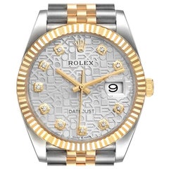 Rolex Datejust Steel Yellow Gold Diamond Dial Mens Watch 126233 Box Card