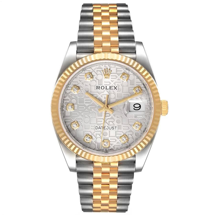 Rolex Datejust Steel Yellow Gold Diamond Dial Mens Watch 126233 Unworn. Officially certified chronometer self-winding movement. Stainless steel and 18K yellow gold case 36.0 mm in diameter.  Rolex logo on a crown. 18K yellow gold fluted bezel.