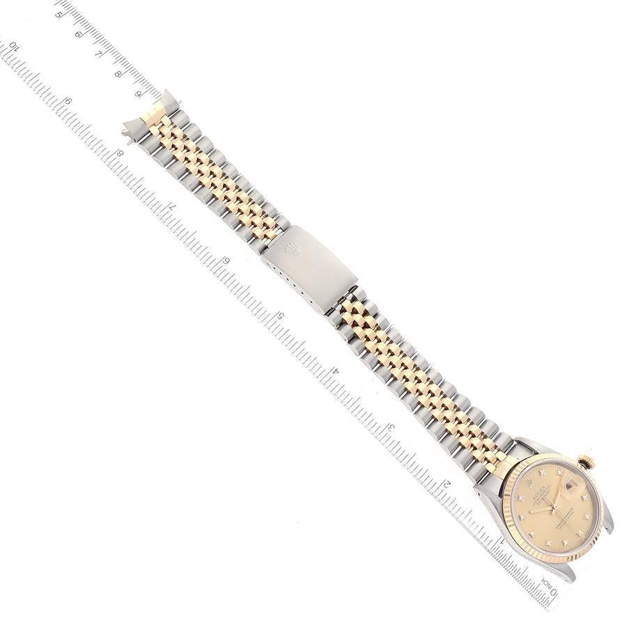 Rolex Datejust Steel Yellow Gold Diamond Dial Mens Watch 16233 Box Papers 3