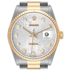 Rolex Datejust Stahl-Gelbgold-Diamant-Zifferblatt-Herrenuhr 16233 Box Papiere