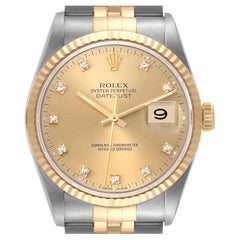 Rolex Datejust Acciaio Oro Giallo Quadrante Diamante Orologio Uomo 16233 Scatola Documenti
