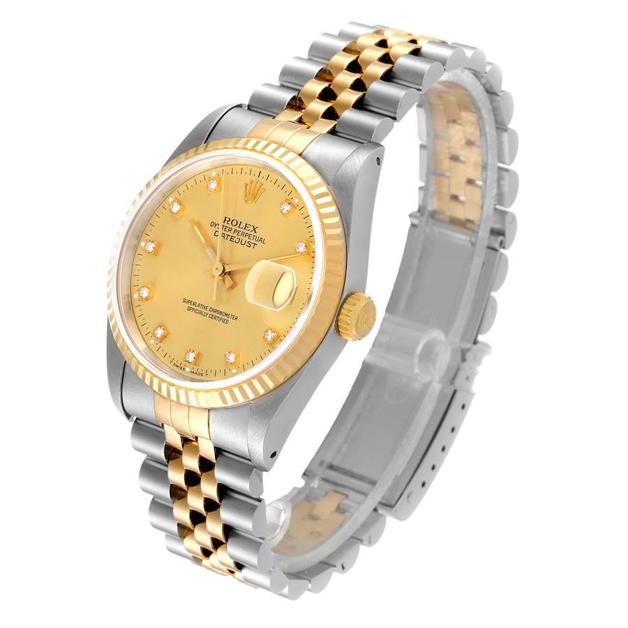 Men's Rolex Datejust Steel Yellow Gold Diamond Dial Mens Watch 16233 For Sale