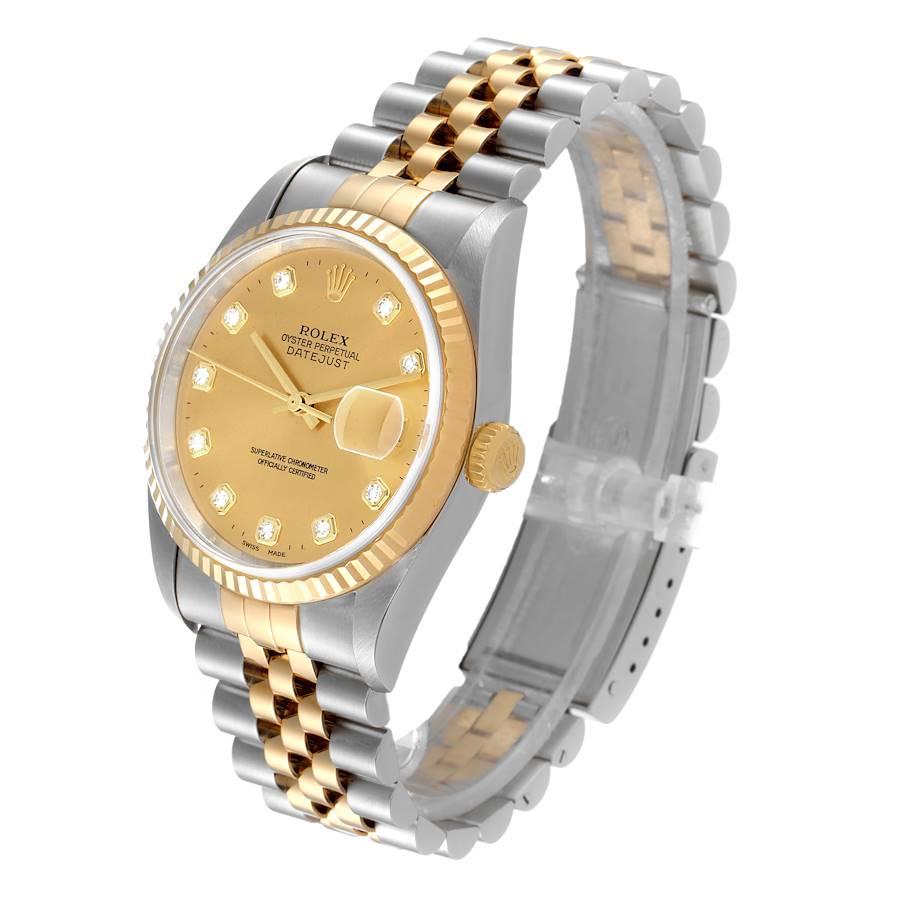 Men's Rolex Datejust Steel Yellow Gold Diamond Dial Mens Watch 16233 For Sale
