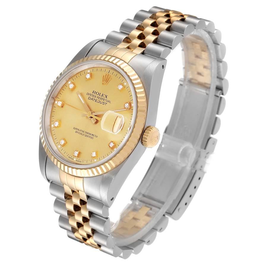 Men's Rolex Datejust Steel Yellow Gold Diamond Dial Mens Watch 16233 For Sale