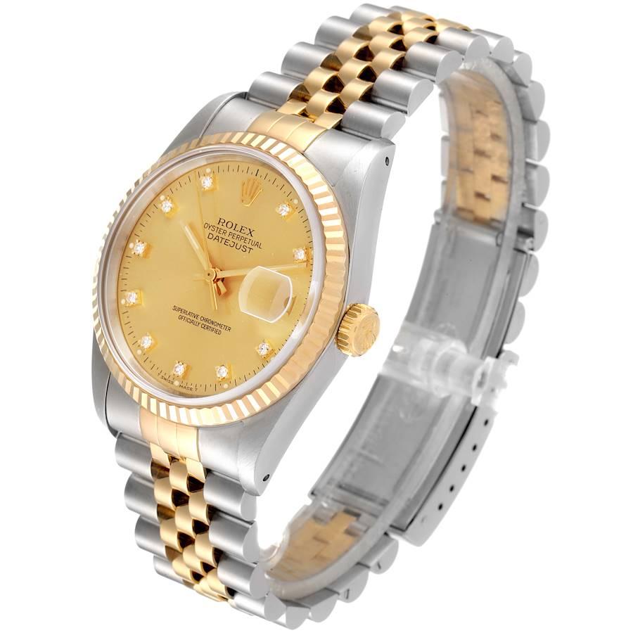 Men's Rolex Datejust Steel Yellow Gold Diamond Dial Mens Watch 16233 For Sale