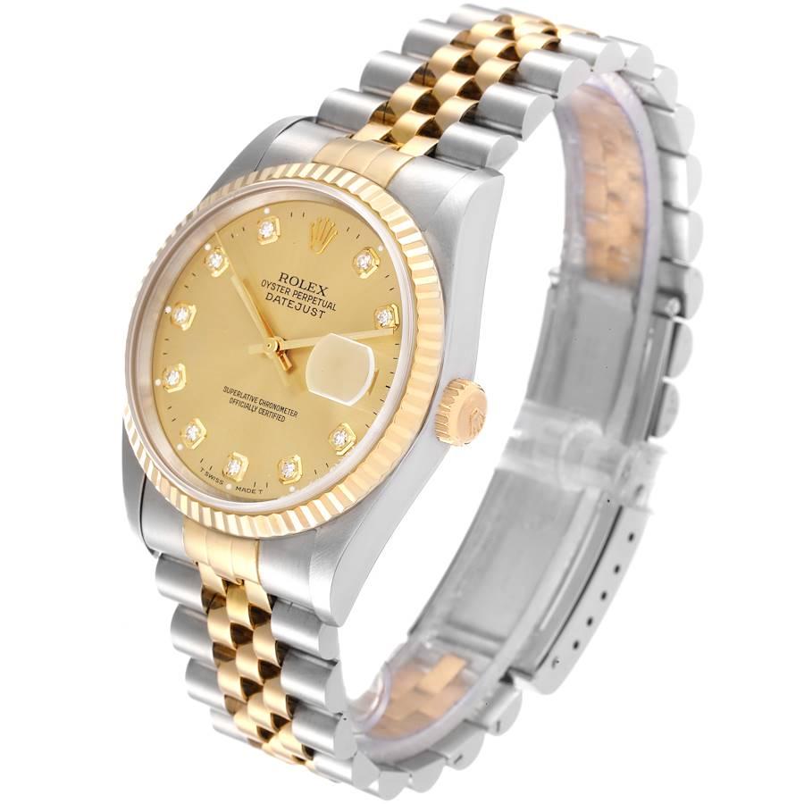 Men's Rolex Datejust Steel Yellow Gold Diamond Dial Mens Watch 16233 For Sale