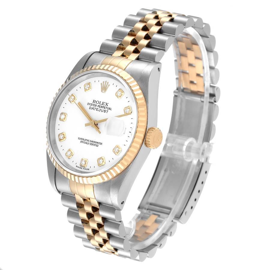Men's Rolex Datejust Steel Yellow Gold Diamond Dial Mens Watch 16233