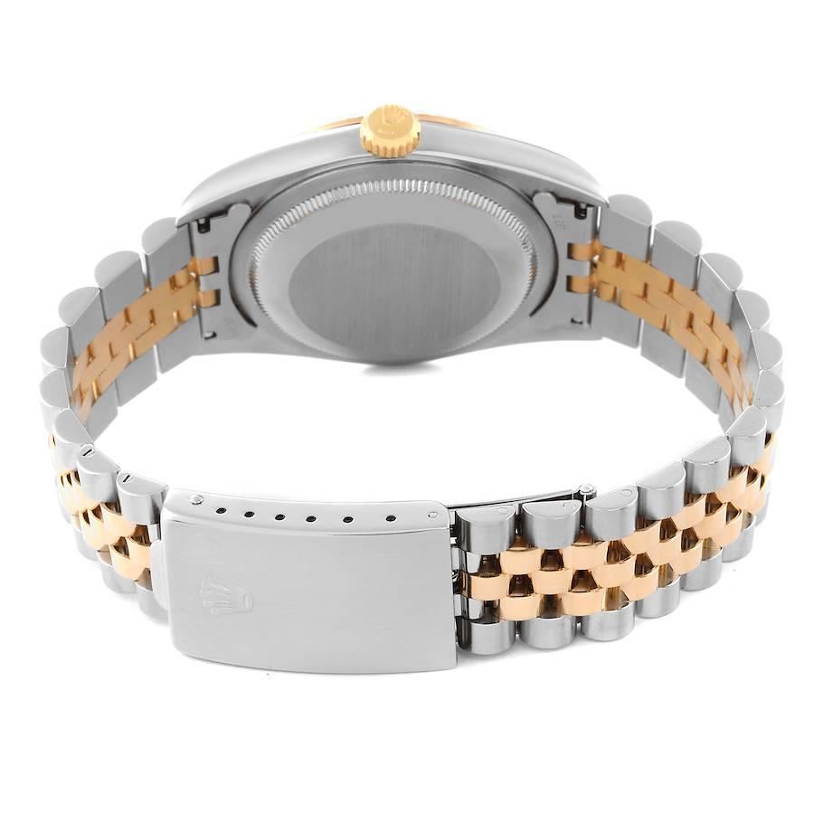Rolex Montre Datejust en acier avec cadran en or jaune et diamants, pour hommes 16233 en vente 5