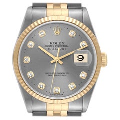 Rolex Datejust Herrenuhr aus Stahl mit Gelbgold-Diamant-Zifferblatt 16233