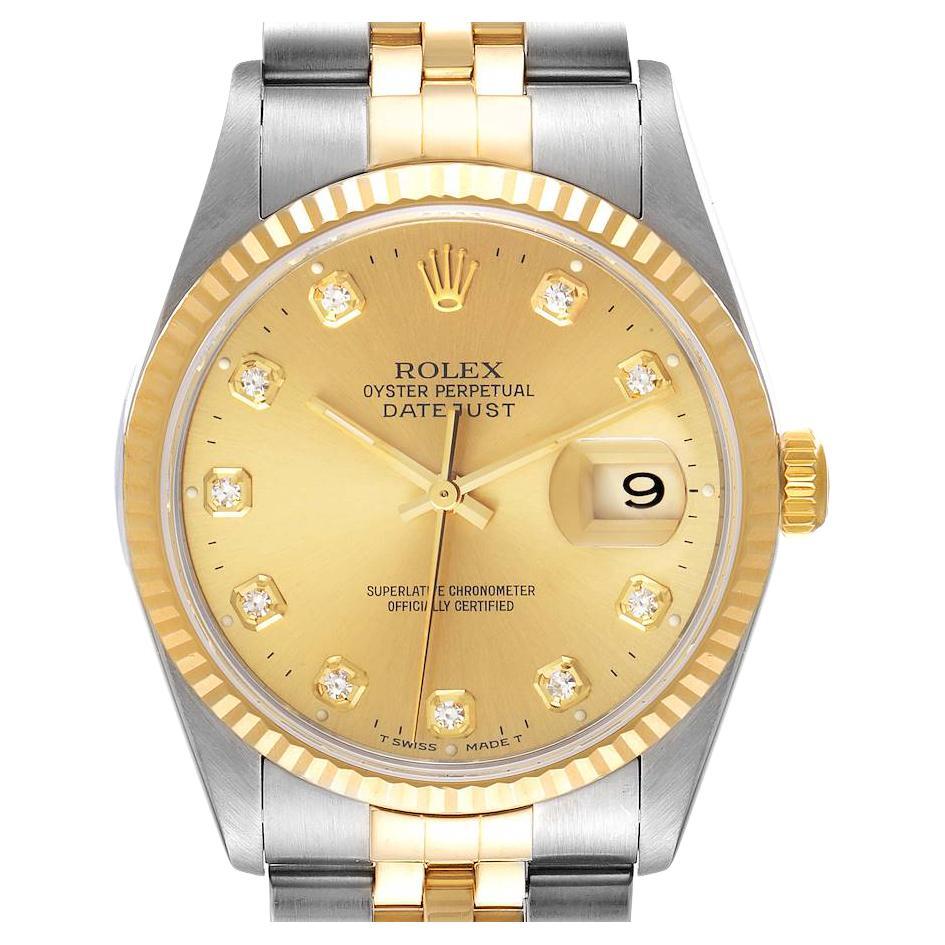 Rolex Gold Steel Datejust Gold Dial Wristwatch ref 16233 at 1stDibs