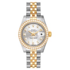 Rolex Datejust Steel Yellow Gold Diamond Ladies Watch 179383 Box Card