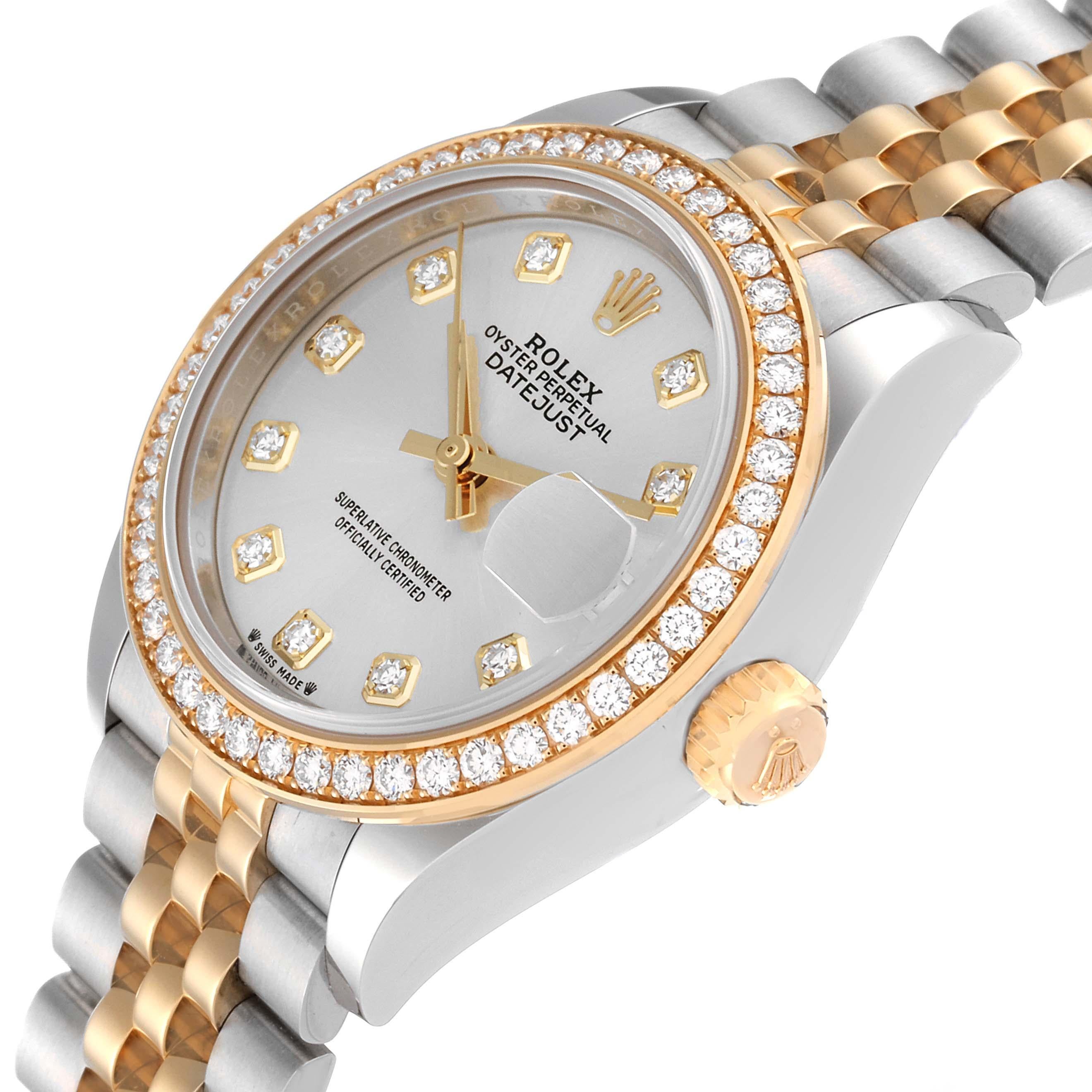 Rolex Montre Datejust en acier, or jaune et diamants pour femmes 279383 non portée en vente 4