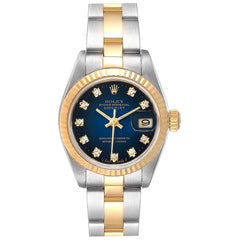 Rolex Datejust Steel Yellow Gold Diamond Ladies Watch 69173 Box